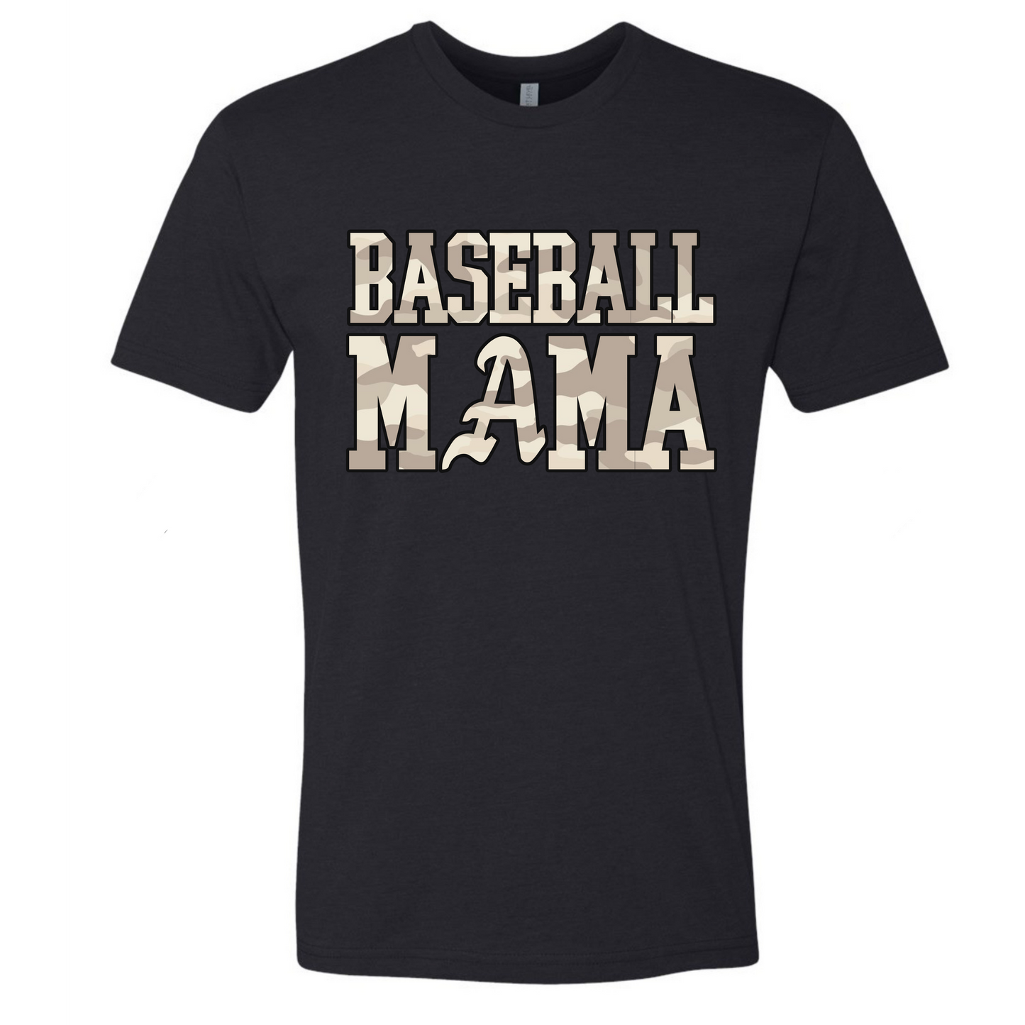 Camo Baseball Mama - Next Level Short Sleeve Tshirt - WITH PLAYER NAME