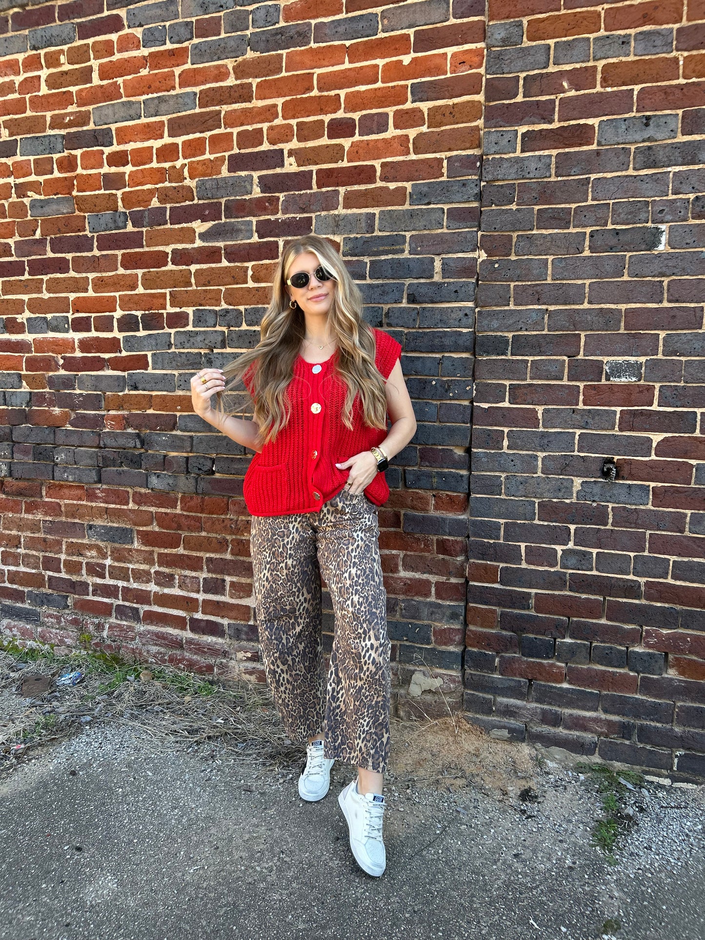4 Button Sweater Vest - Red