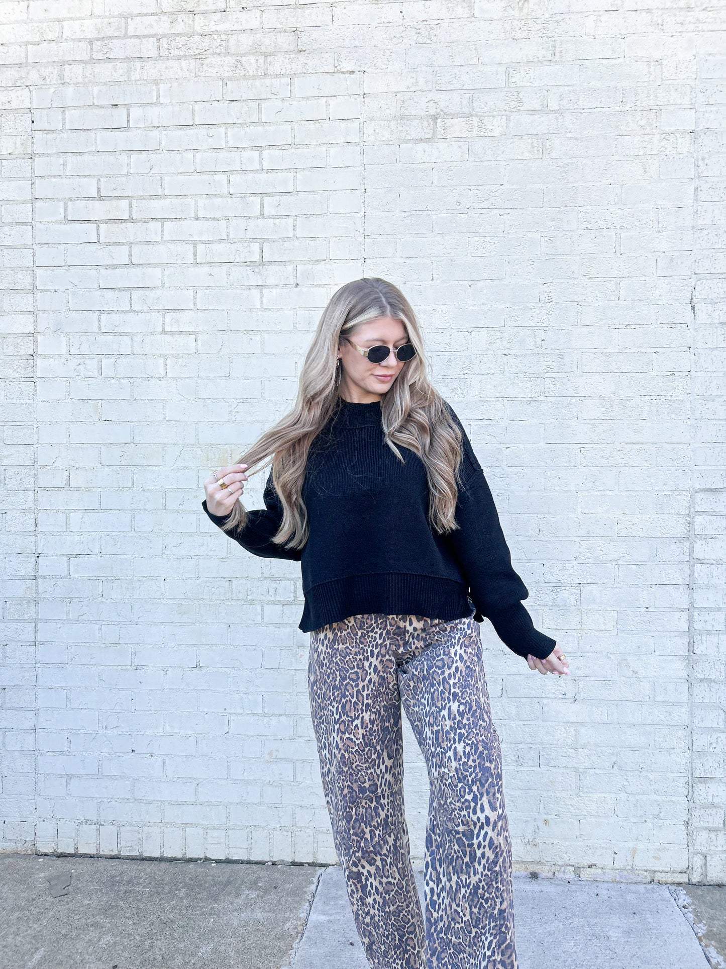Wide Neck Band Drop Shoulder Sweater