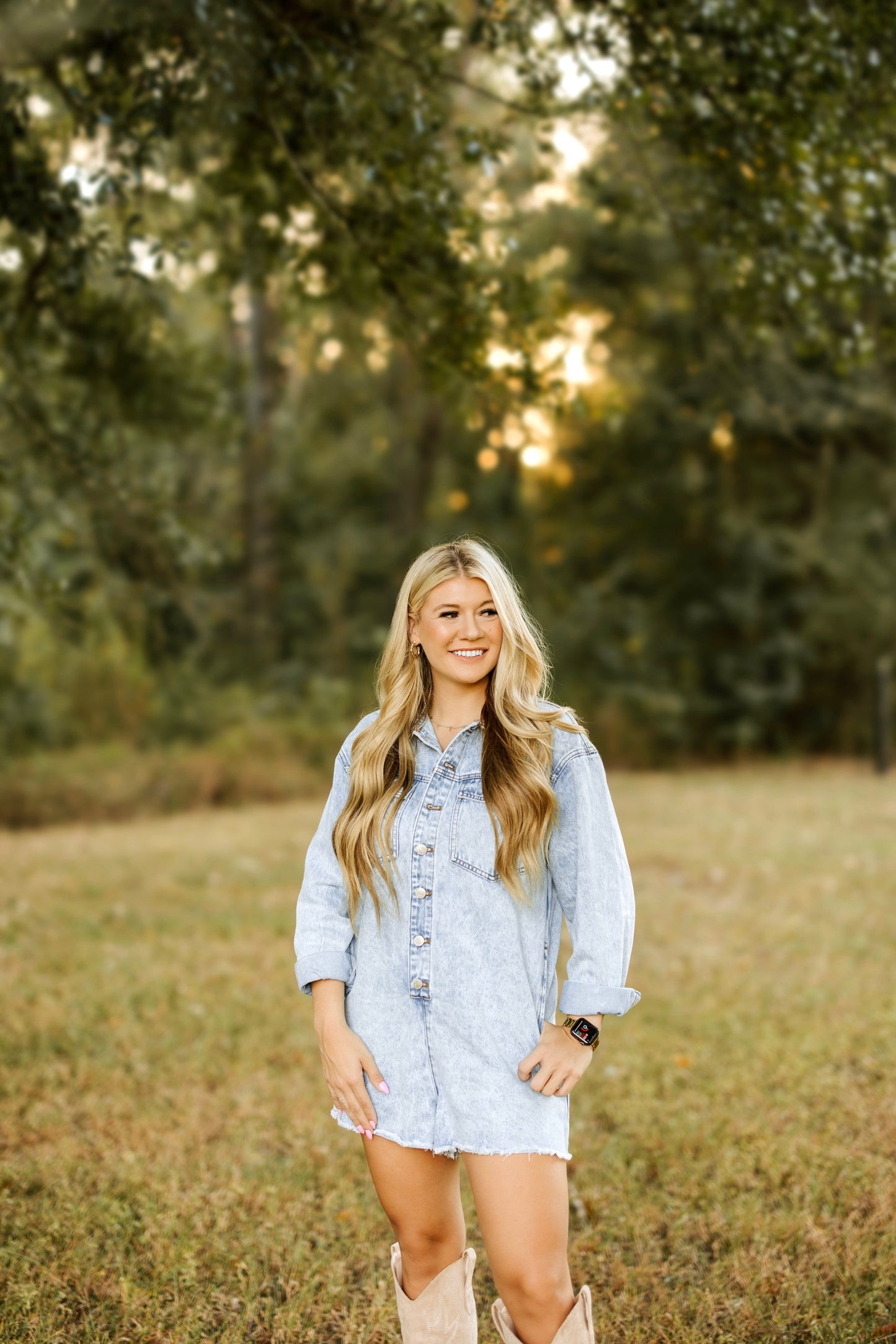 Denim Long Sleeve Romper