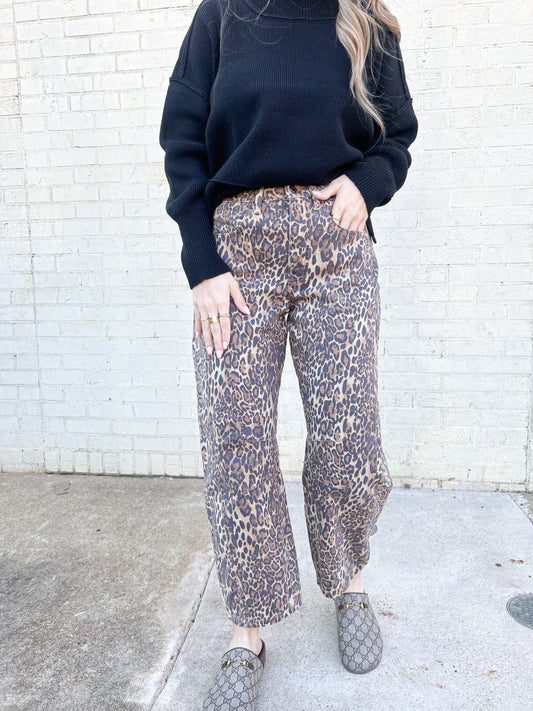 Leopard Barrel Jeans