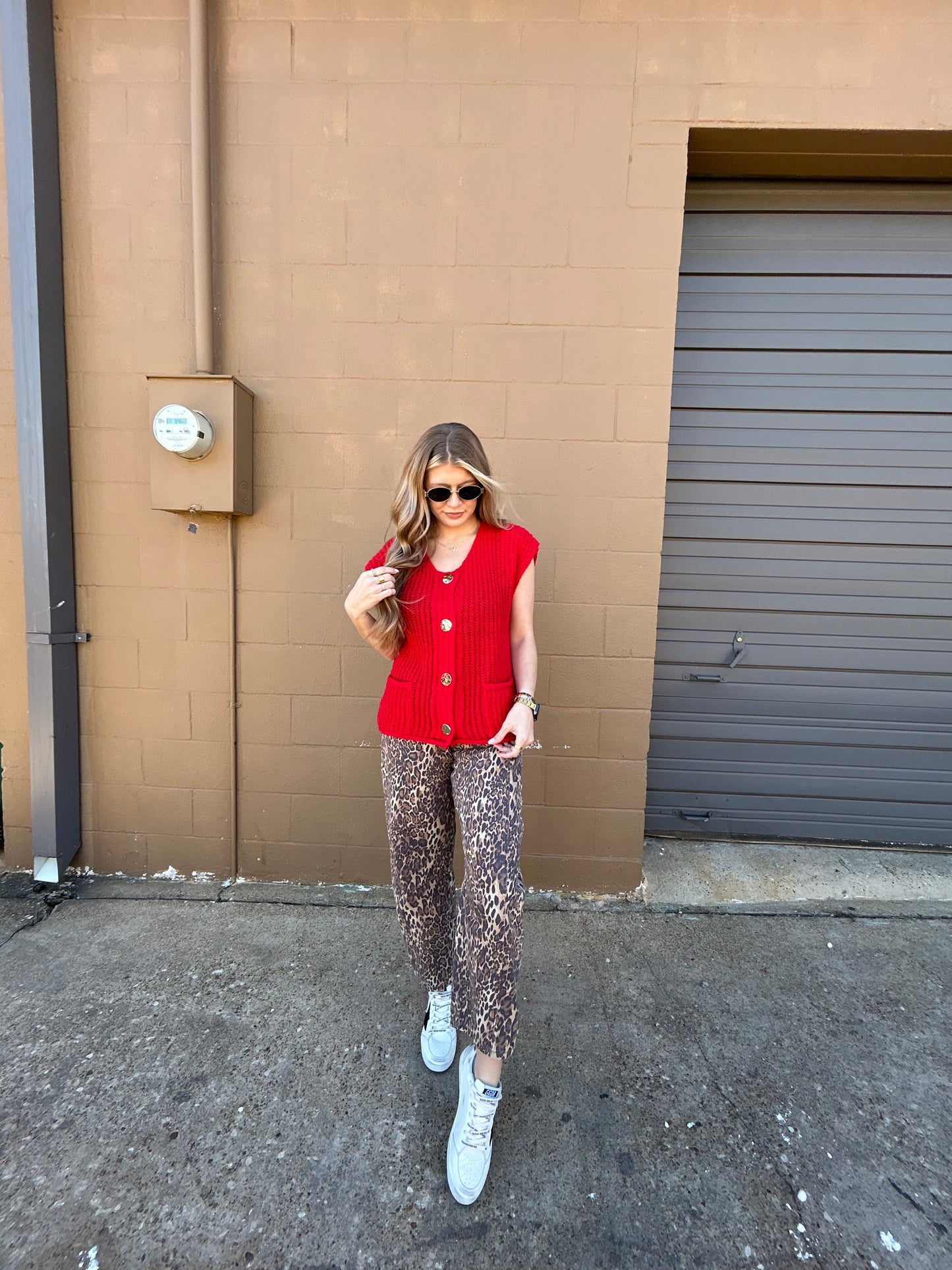 4 Button Sweater Vest - Red