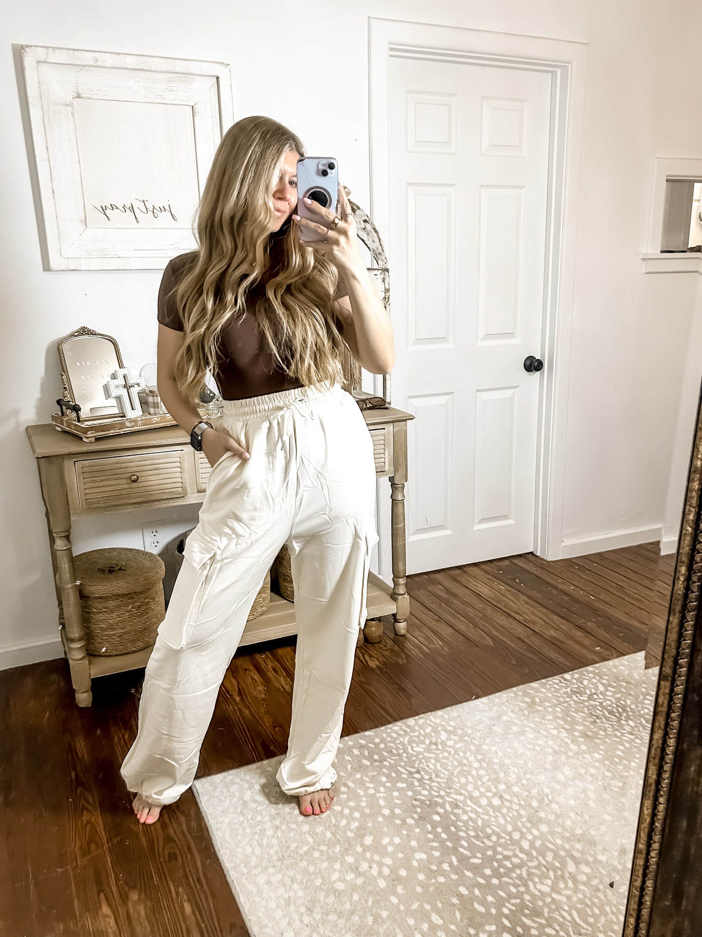 Cargo Sweat pant Joggers -Cream