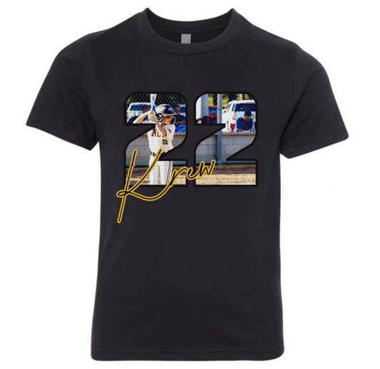 CUSTOM # and name tshirt- WITH PLAYER NAME