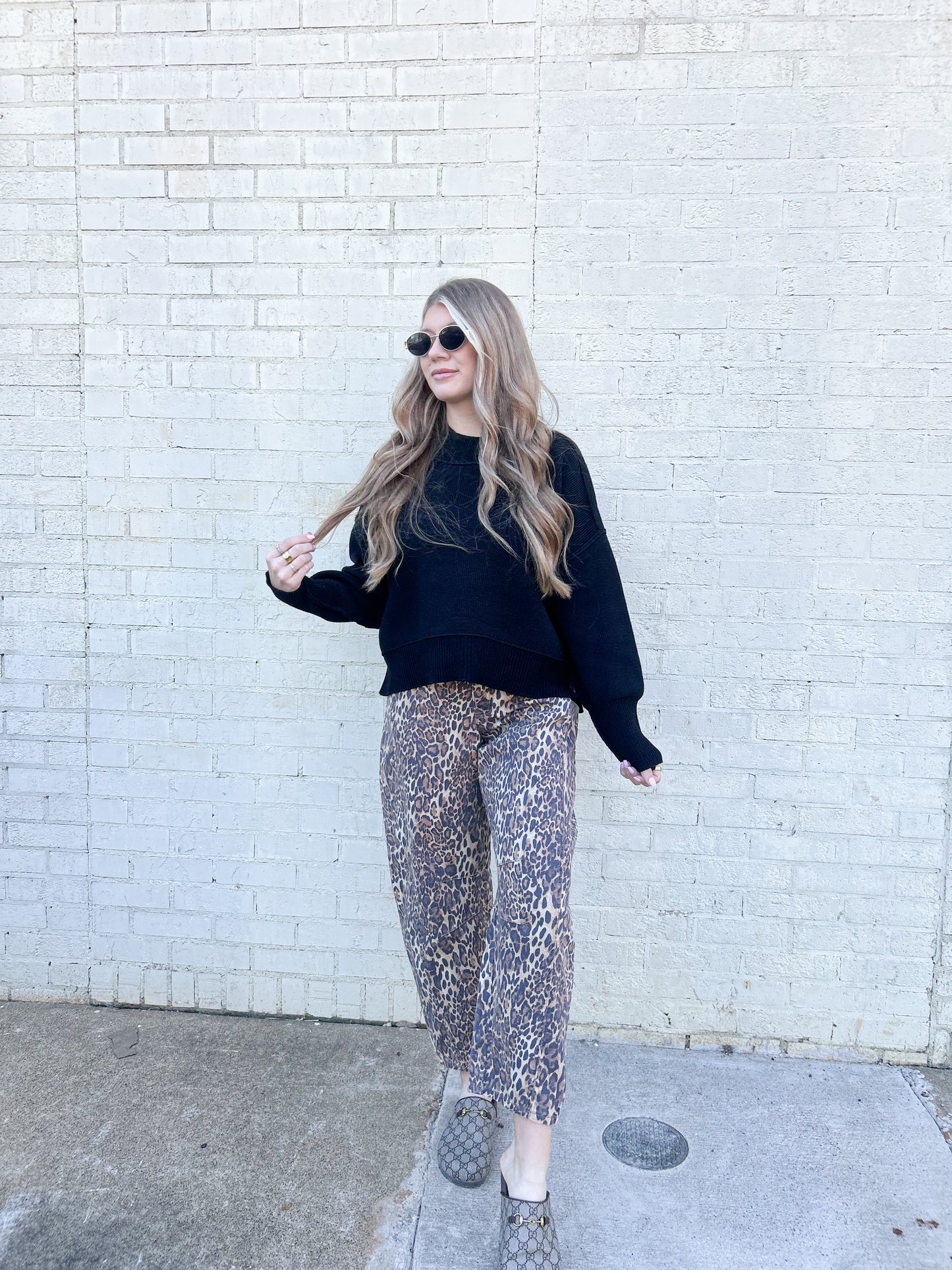 Wide Neck Band Drop Shoulder Sweater