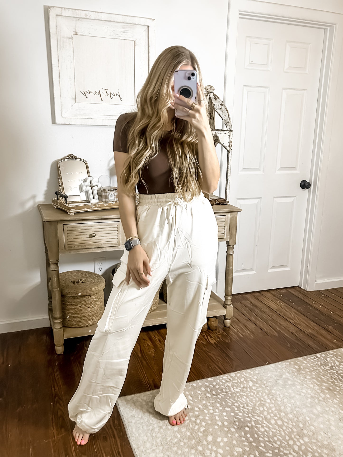 Cargo Sweat pant Joggers -Cream