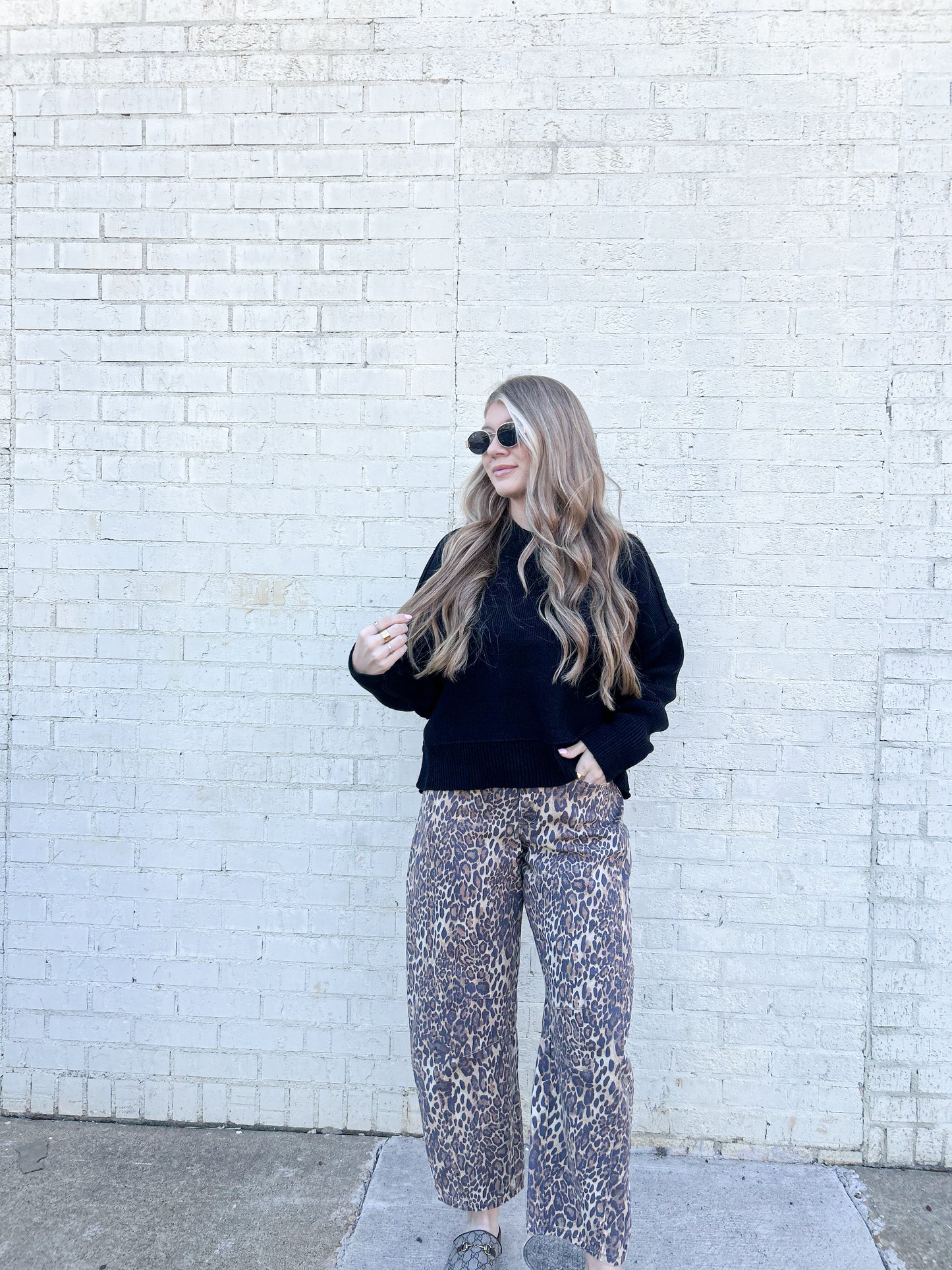 Wide Neck Band Drop Shoulder Sweater